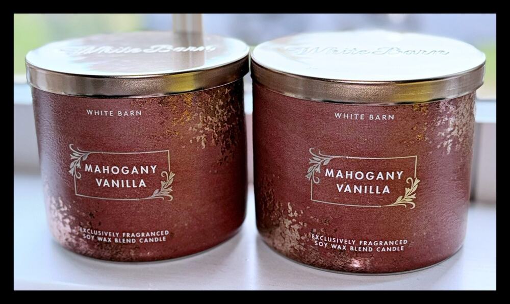 Lot of 2 Bath & Body Works Mahogany Vanilla Scented Large 3-Wick Candle 14.5oz